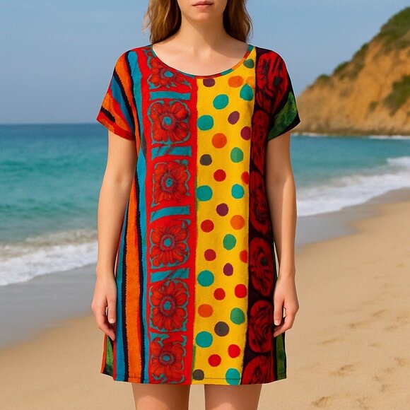 Jams World Women Dress Size M Indie Boho Coastal Abstract Floral Artsy Resort - Picture 1 of 9